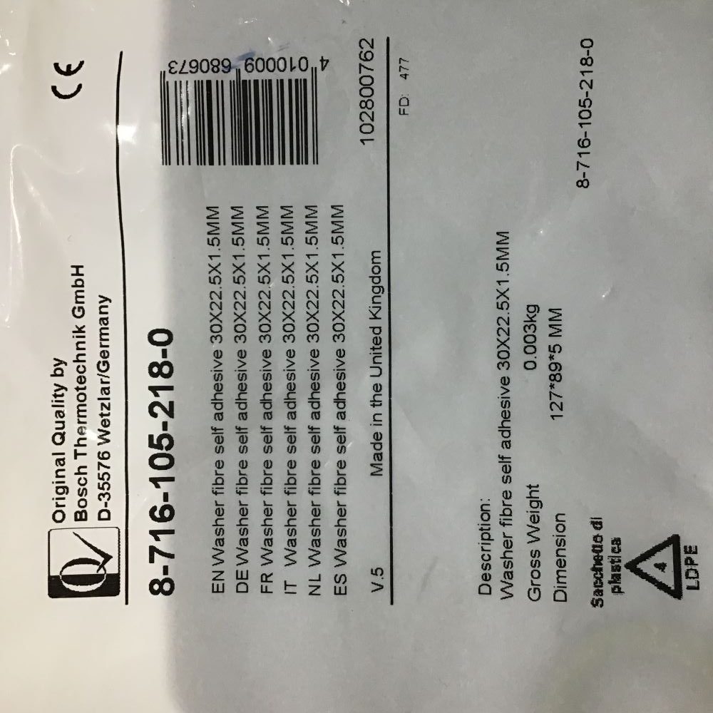 Worcester 87161052180 Washer Fibre Self Adhesive 30x22.5x1.5mm Worcester 87161052180 Washer Fibre Self Adhesive 30x22.5x1.5mm
